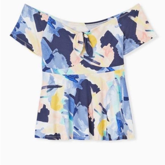 Torrid NWT Babydoll Super Soft Tie-Front Off-Shoulder Top - Picture 1 of 6